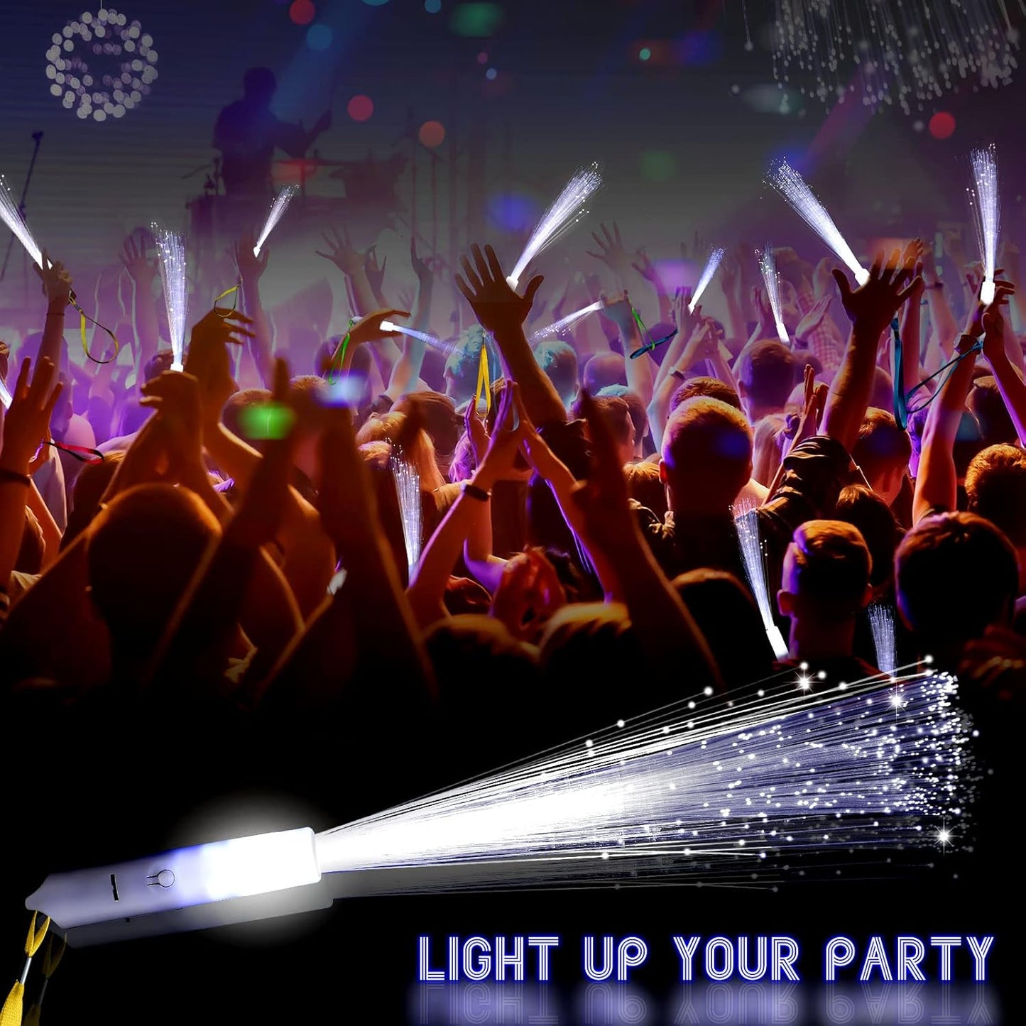 50 Pcs White Fiber Optic Wands Bulk Wedding Sparklers Party Favors LED Light Glow Sticks with 3 Modes Long Flashing Glow for Birthday Wedding Bridal Shower Glow in the Dark Party Favors